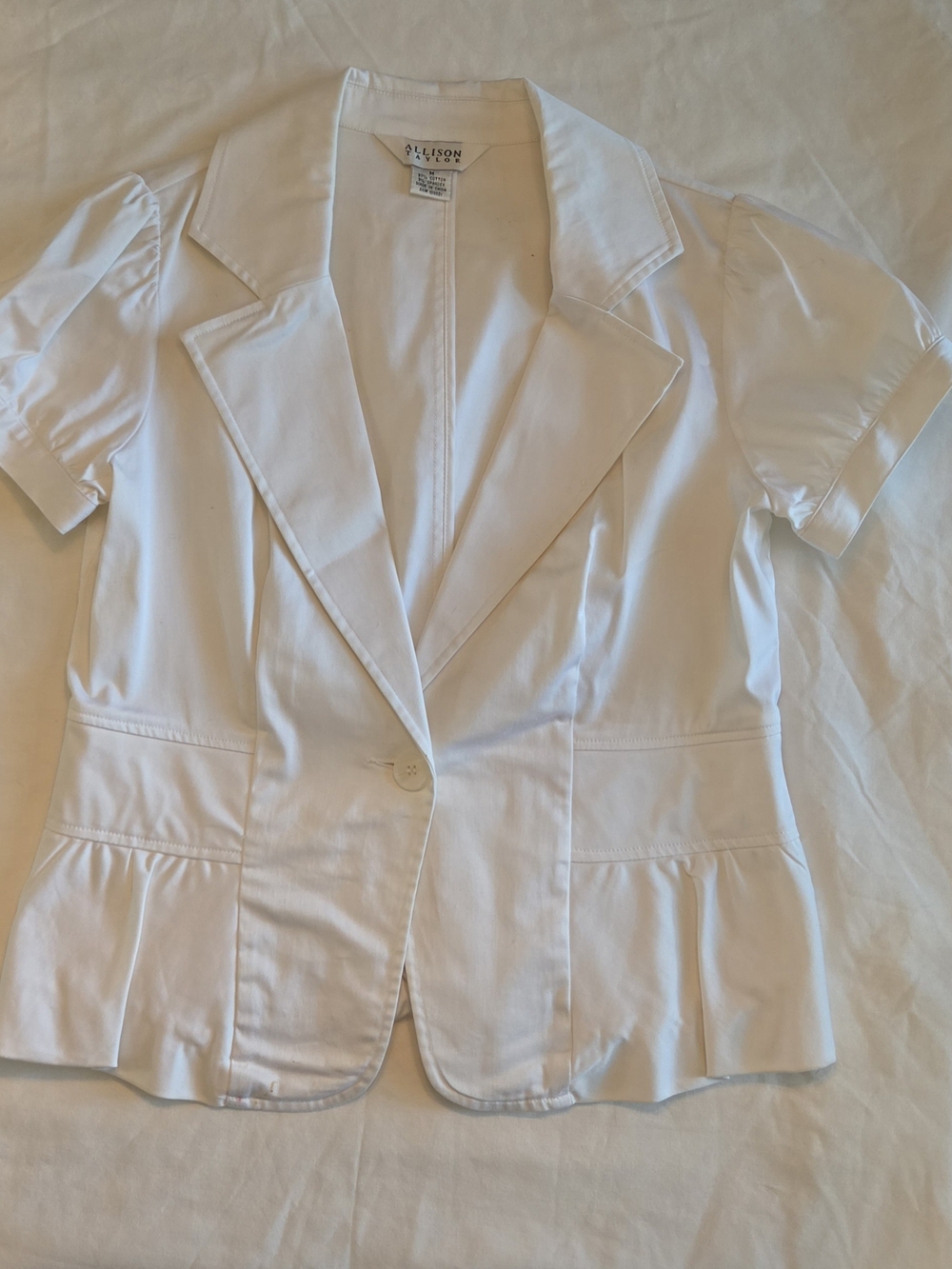 Allison Taylor White Cotton Blazer Size Medium